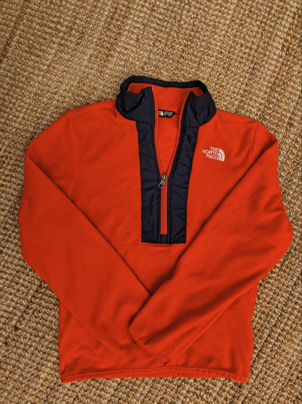 The North Face Red Fleece Jacket with Navy Trim